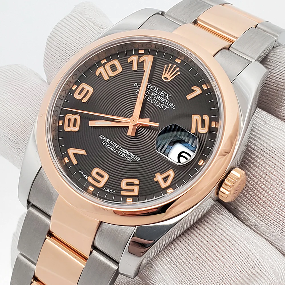 Rolex Datejust 36mm Black Concentric Dial 2-tone Rose Gold/Steel Oyster Watch 116201 - Image 2