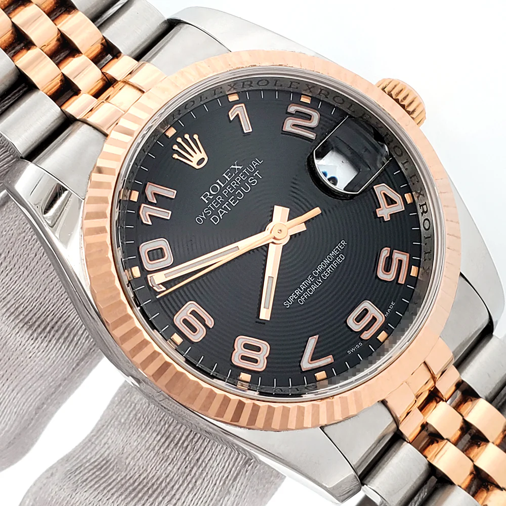 Rolex Datejust 36mm Black Concentric Dial Rose Gold/Steel Jubilee Watch 116231 - Image 2