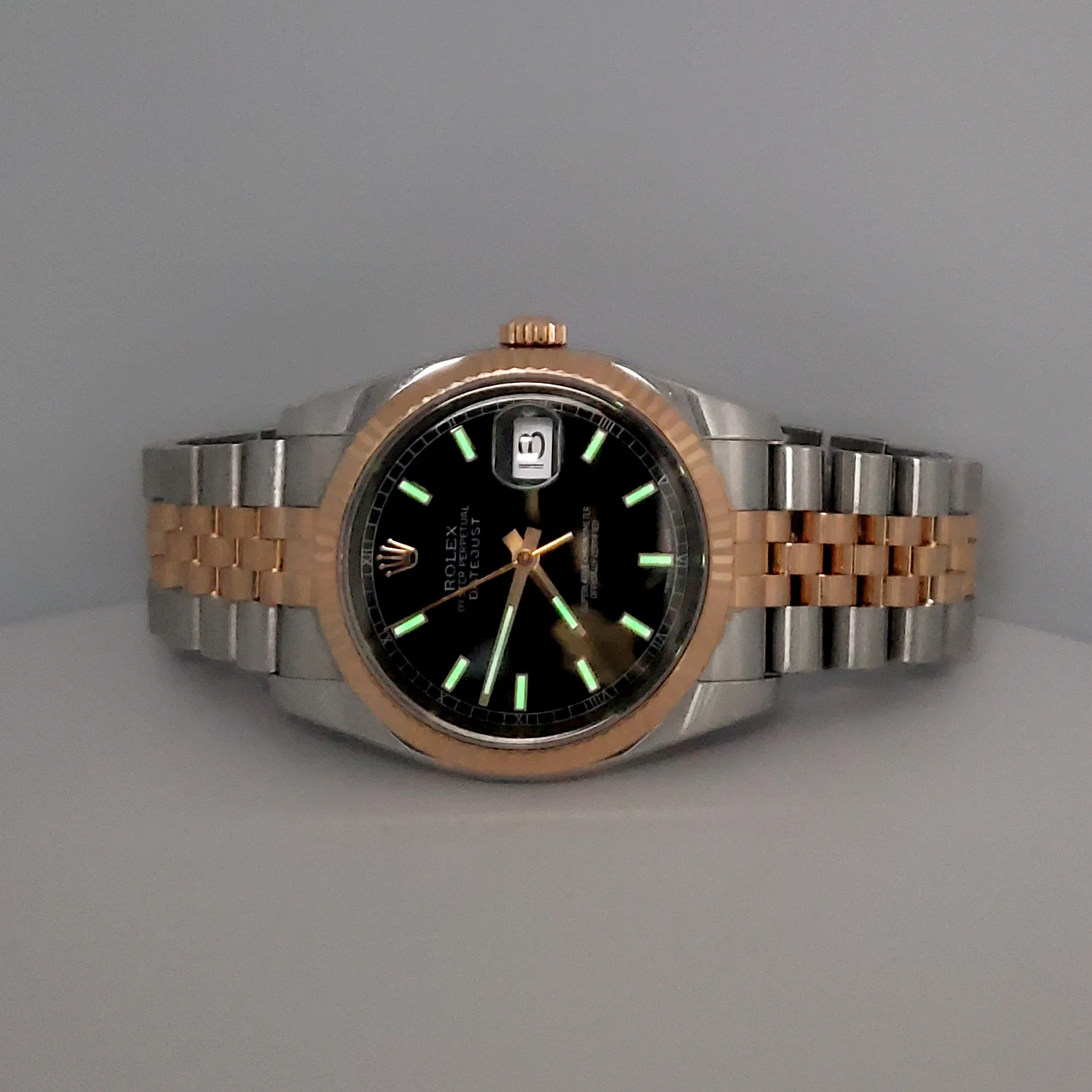 Rolex Datejust 36mm Black Index Dial Rose Gold/Steel Jubilee Watch 116231 - Image 7