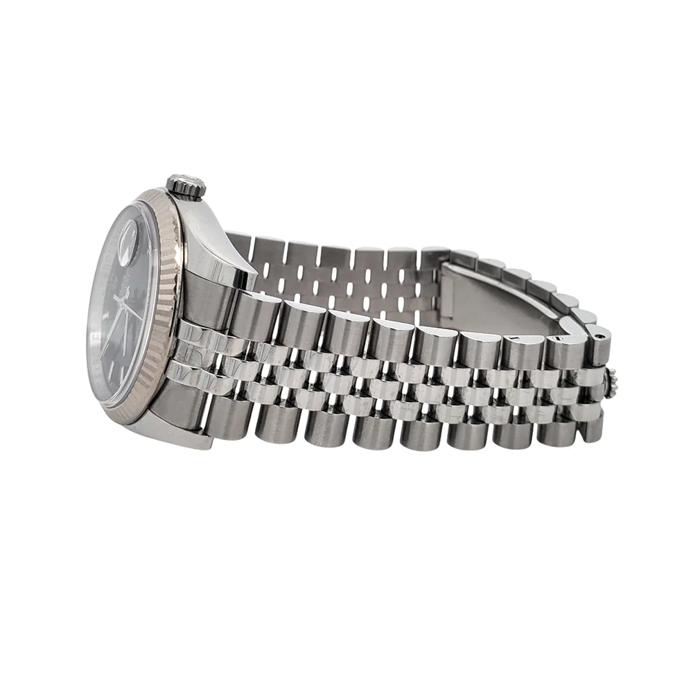 Rolex Datejust 36mm Black Index Dial White Gold Fluted Bezel Steel Jubilee Watch 116234 Box Papers - Image 4