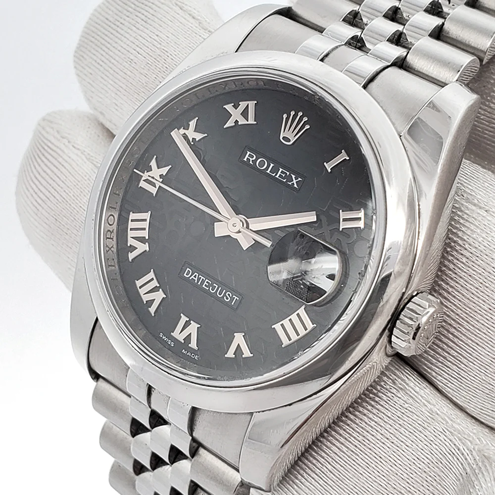Rolex Datejust 36mm Black Jubilee Roman Dial Stainless Steel Watch 116200 Box Papers - Image 2