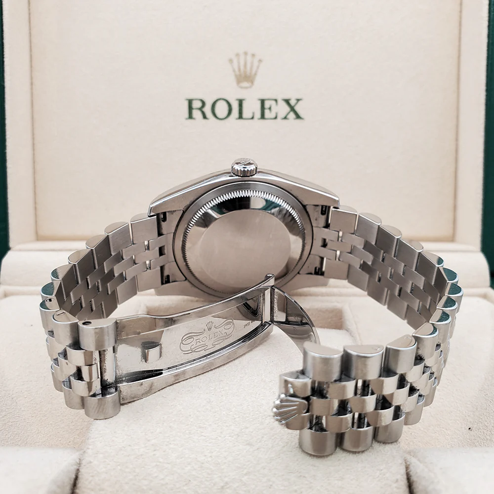 Rolex Datejust 36mm Black Jubilee Roman Dial Stainless Steel Watch 116200 Box Papers - Image 6