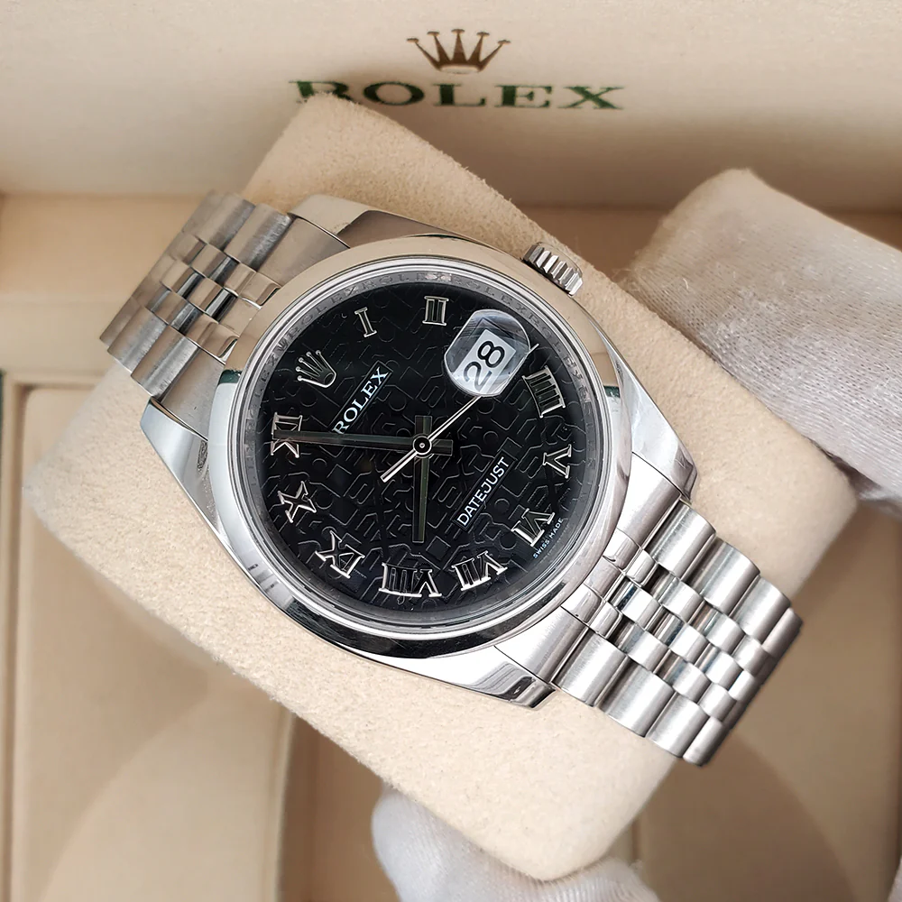Rolex Datejust 36mm Black Jubilee Roman Dial Steel Watch 116200 - Image 3
