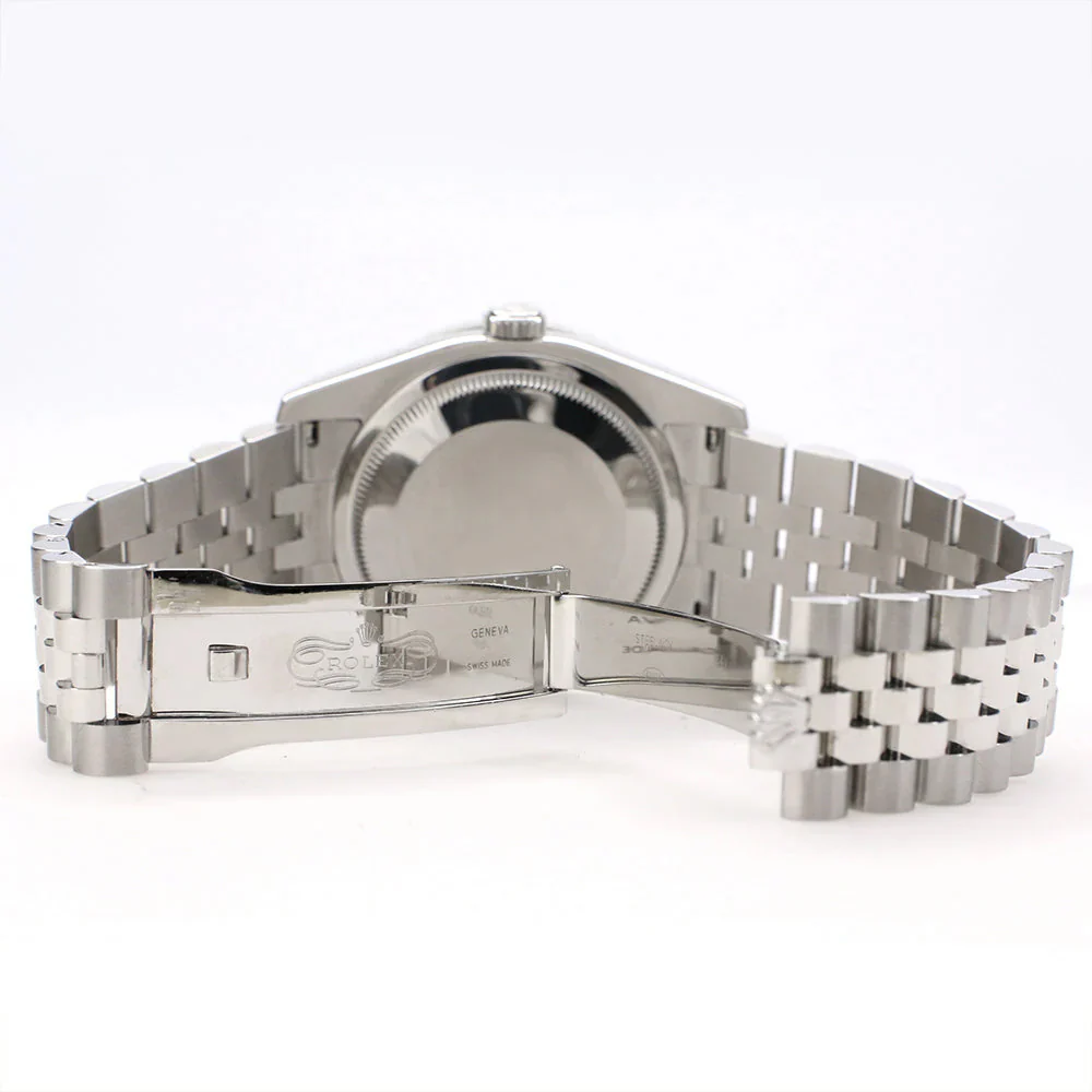 Rolex Datejust 36MM Black Roman Dial Steel Jubilee Watch with 1.85CT Custom Diamond Bezel 116200 - Image 7