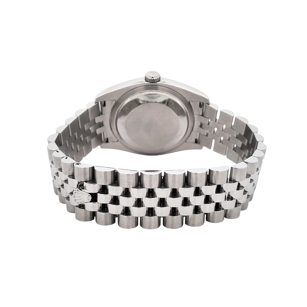 Rolex Datejust 36mm Black Roman Dial White Gold Fluted Bezel Steel Jubilee Watch 116234 Box Papers - Image 5
