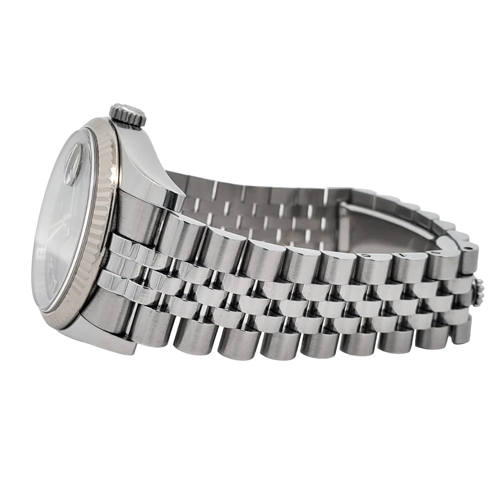 Rolex Datejust 36mm Black Roman White Gold Fluted Bezel Steel Jubilee Watch 116234 Box Papers - Image 4