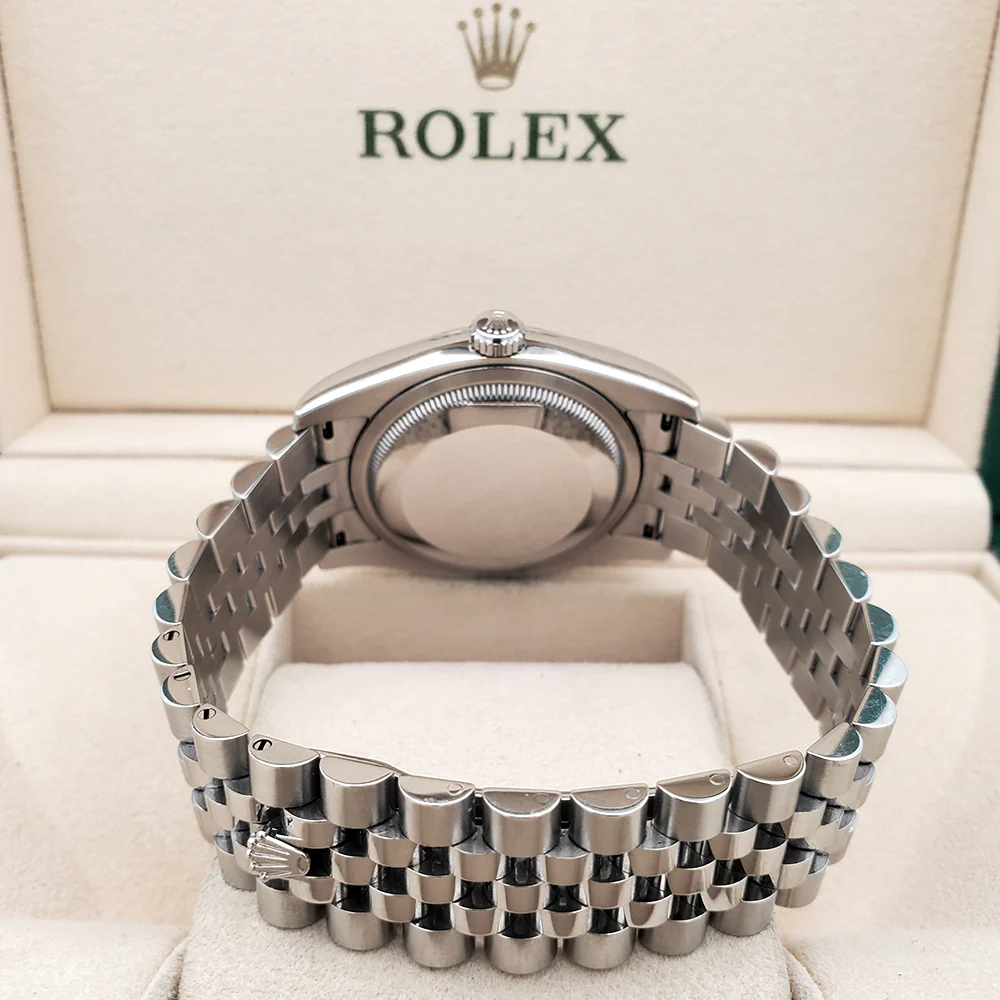 Rolex Datejust 36mm Black Roman White Gold Fluted Bezel Steel Jubilee Watch 116234 Box Papers - Image 5