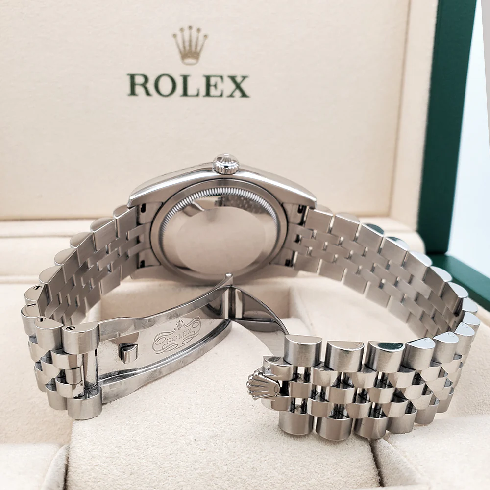 Rolex Datejust 36mm Black Roman White Gold Fluted Bezel Steel Jubilee Watch 116234 Box Papers - Image 6