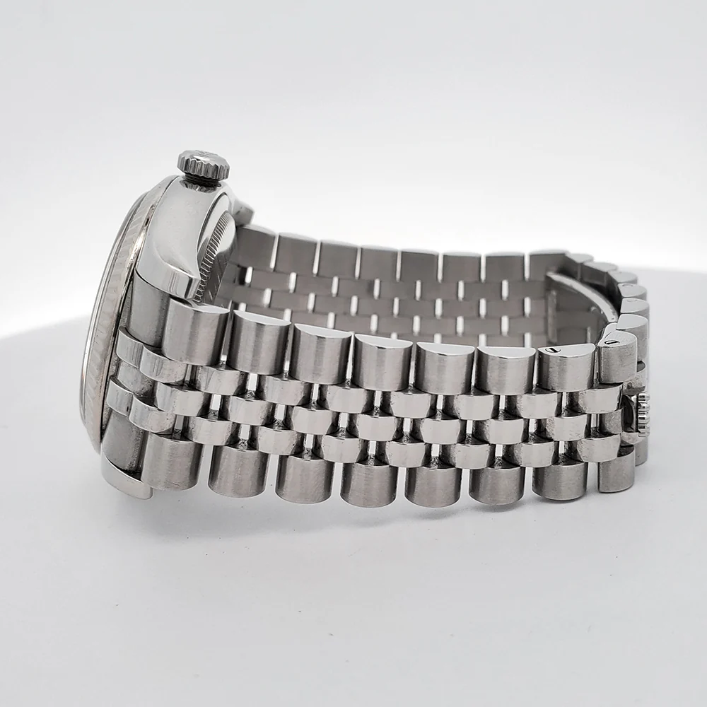 Rolex Datejust 36mm Black Roman White Gold Fluted Bezel Steel Jubilee Watch 116234 Box Papers - Image 4