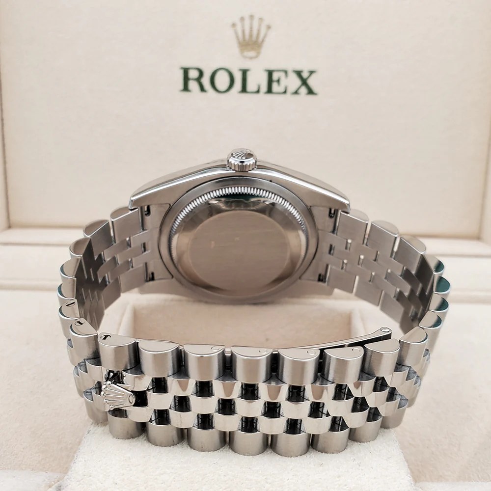 Rolex Datejust 36mm Blue Roman White Gold Fluted Bezel Steel Jubilee Watch 116234 Box Papers - Image 5