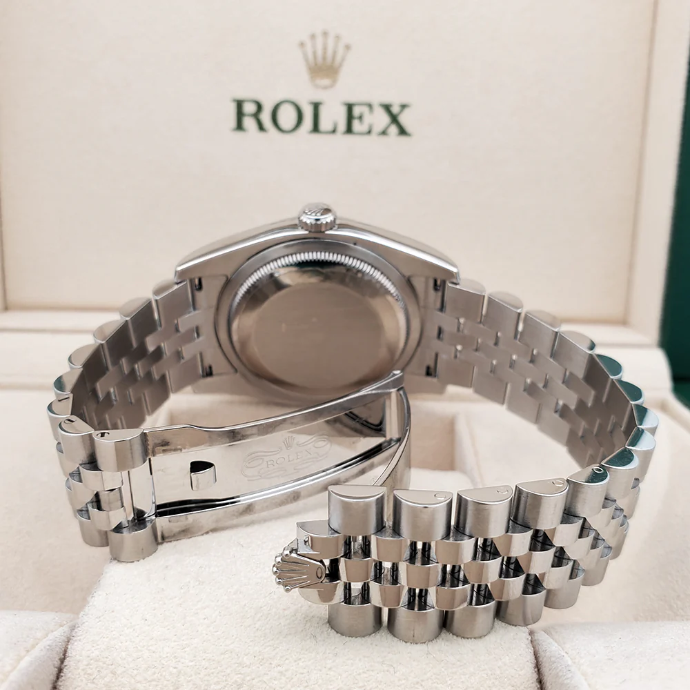 Rolex Datejust 36mm Blue Roman White Gold Fluted Bezel Steel Jubilee Watch 116234 Box Papers - Image 6