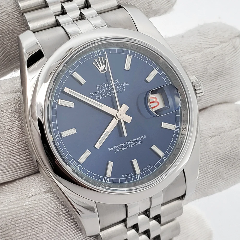 Rolex Datejust 36mm Blue Stick Dial Stainless Steel Jubilee Watch 116200 Box Papers - Image 2