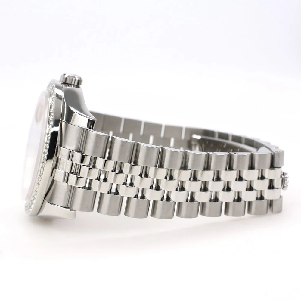 Rolex Datejust 36MM Blue Index Dial Steel Jubilee Watch with 1.85CT Custom Diamond Bezel 116200 - Image 4