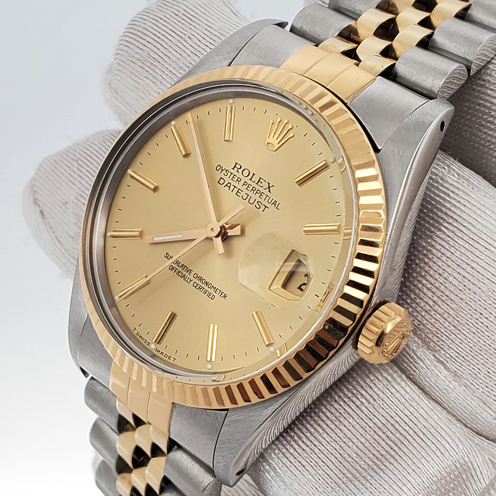 Rolex Datejust 36mm Champagne Index Dial Yellow Gold/Stainless Steel 16013 Watch - Image 2