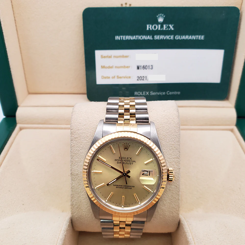 Rolex Datejust 36mm Champagne Dial Yellow Gold/Stainless Steel Watch 16013 - Image 3