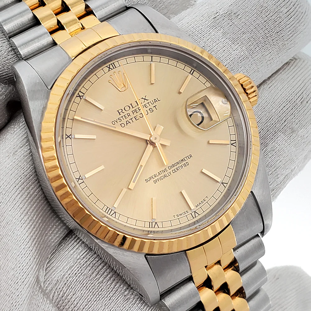 Rolex Datejust 36mm Champagne Dial Yellow Gold/Steel Jubilee Watch 16233 - Image 2