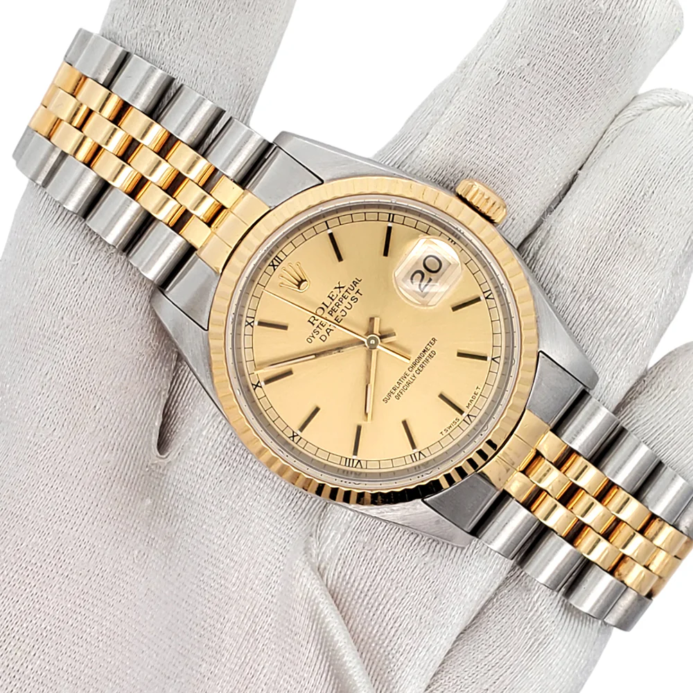 Rolex Datejust 36mm Champagne Dial Yellow Gold/Steel Jubilee Watch 16233 - Image 3