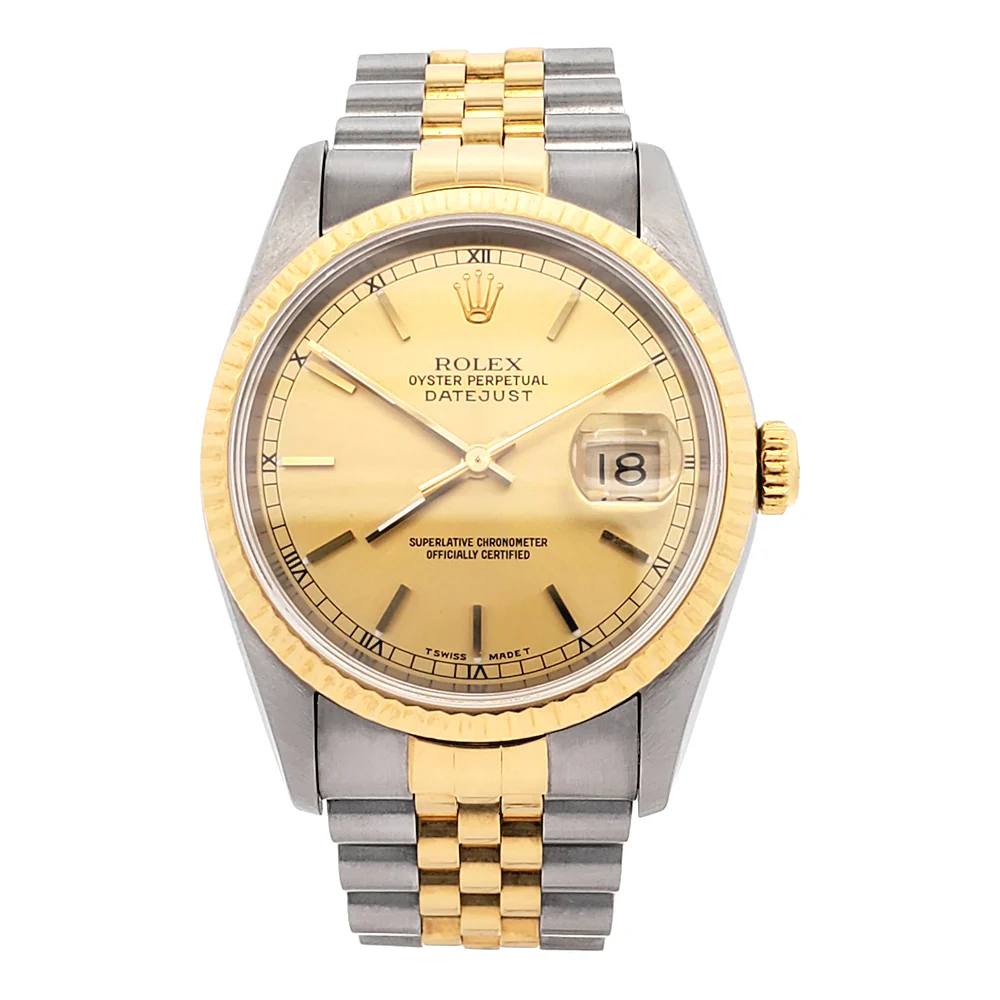 Rolex Datejust 36mm Champagne Index Yellow 2-tone Gold/Steel Jubilee Watch 16233 - Image 3