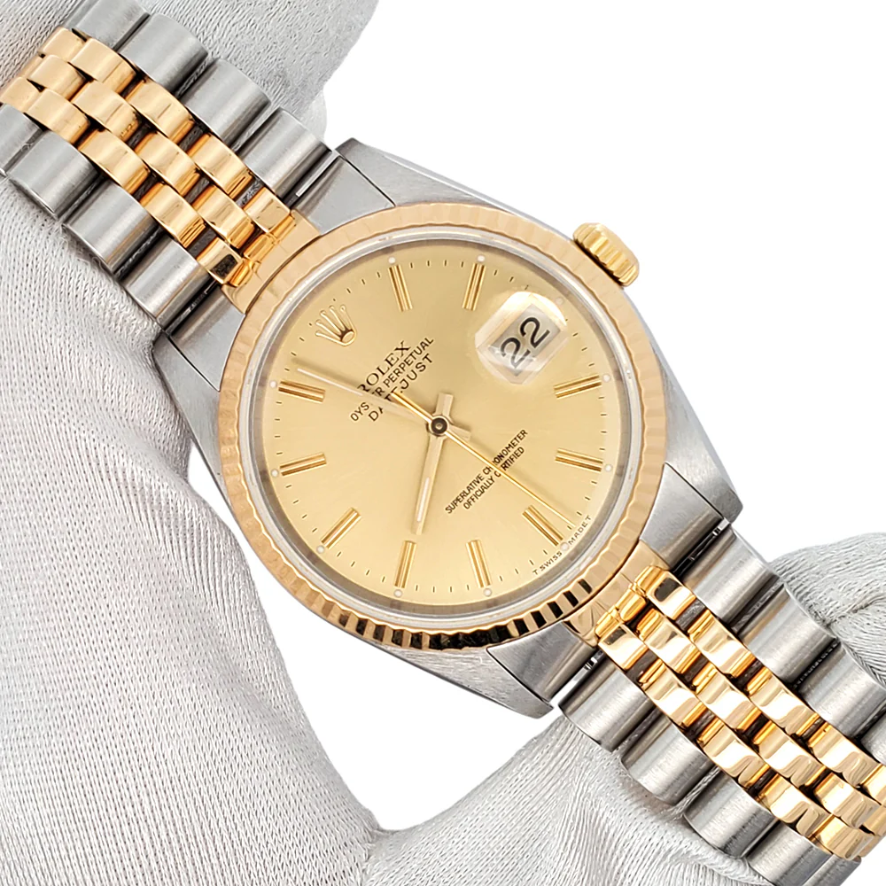 Rolex Datejust 36mm Champagne Index Yellow Gold/Steel Jubilee Watch 16233 - Image 2