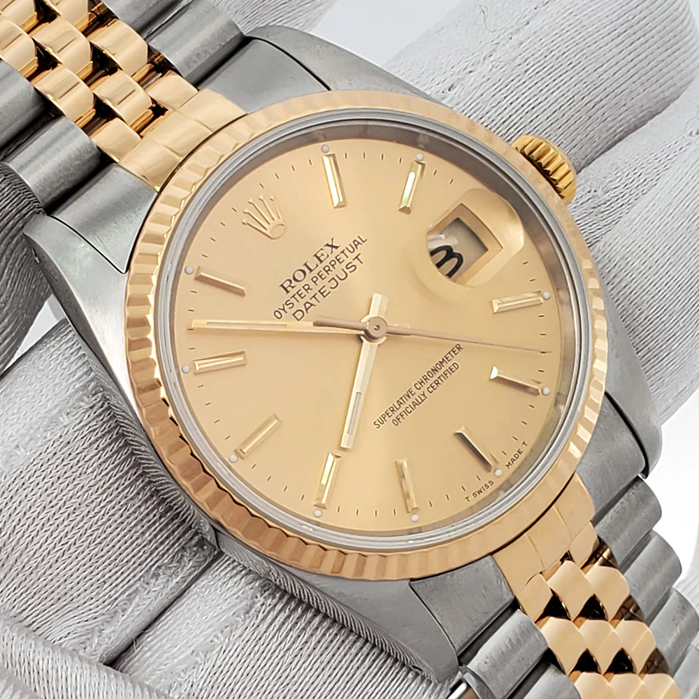 Rolex Datejust 36mm Champagne Index Yellow Gold/Steel Jubilee Watch 16233 Service Papers - Image 3