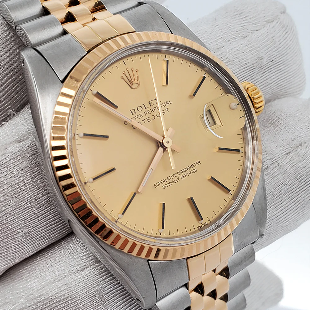 Rolex Datejust 36mm Champagne Stick Dial Yellow Gold/Stainless Steel Watch 16013 Box Papers - Image 2