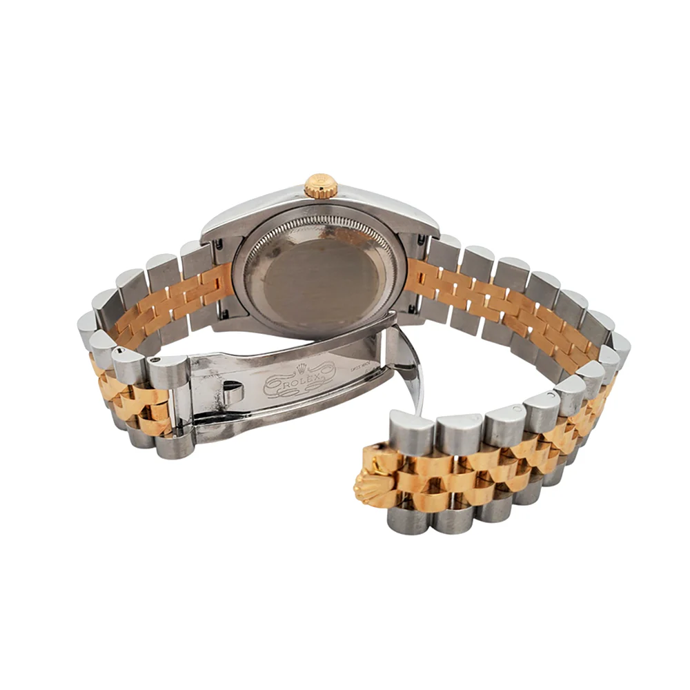 Rolex Datejust 36mm Cream Pyramid Roman 2-Tone Yellow Gold/Steel Jubilee Watch 116233 - Image 6