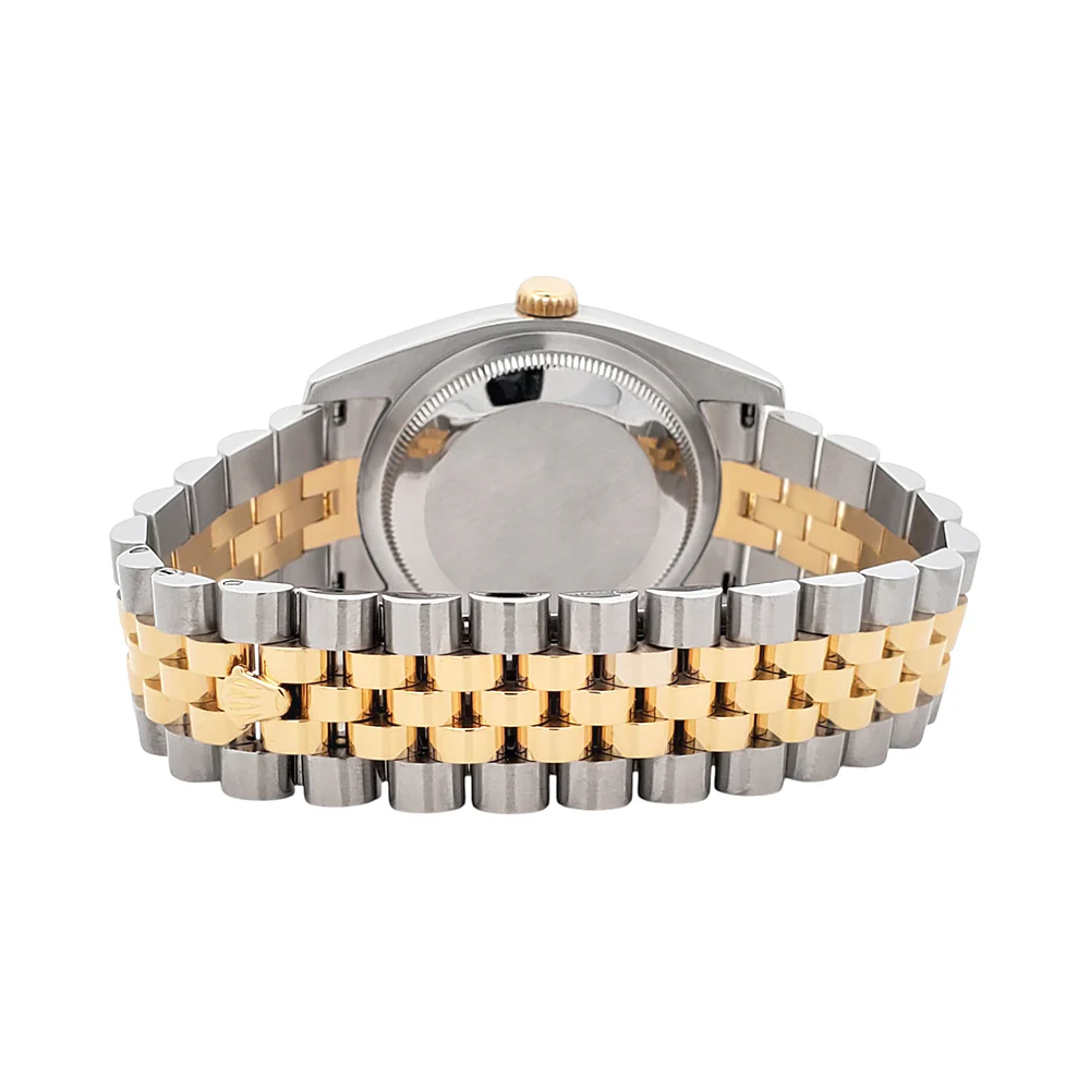 Rolex Datejust 36mm Factory Black Diamond 2-Tone Yellow Gold/Steel Jubilee Watch 116233 - Image 6
