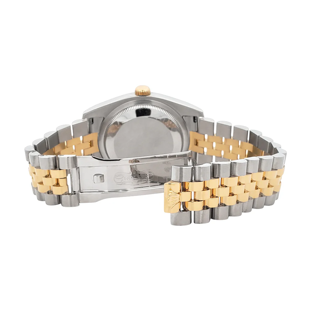 Rolex Datejust 36mm Factory Black Diamond 2-Tone Yellow Gold/Steel Jubilee Watch 116233 - Image 7
