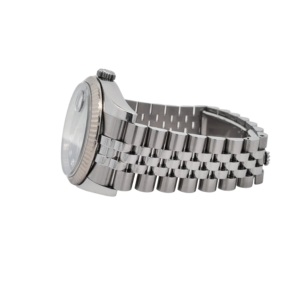 Rolex Datejust 36mm Factory Black Diamond Dial White Gold Fluted Jubilee Watch 116234 - Image 4
