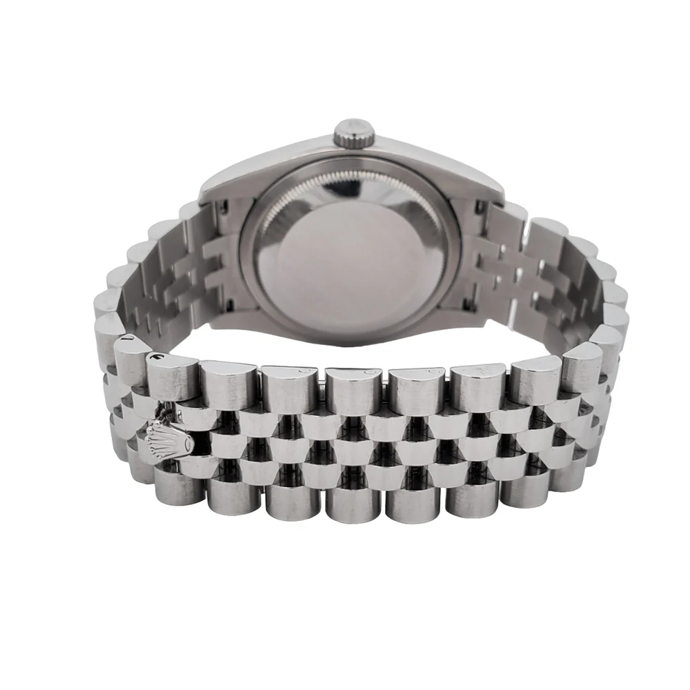 Rolex Datejust 36mm Factory Black Diamond Dial White Gold Fluted Jubilee Watch 116234 - Image 5