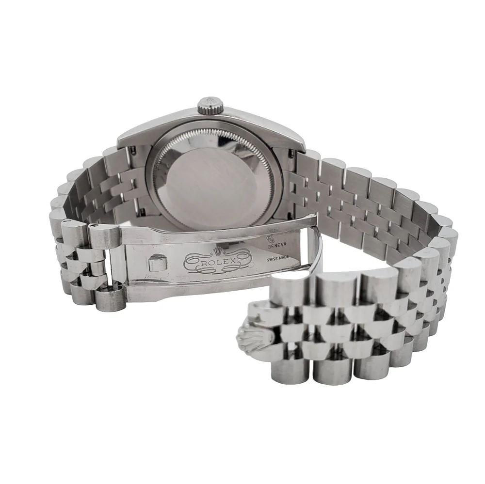 Rolex Datejust 36mm Factory Black Diamond Dial White Gold Fluted Jubilee Watch 116234 - Image 6