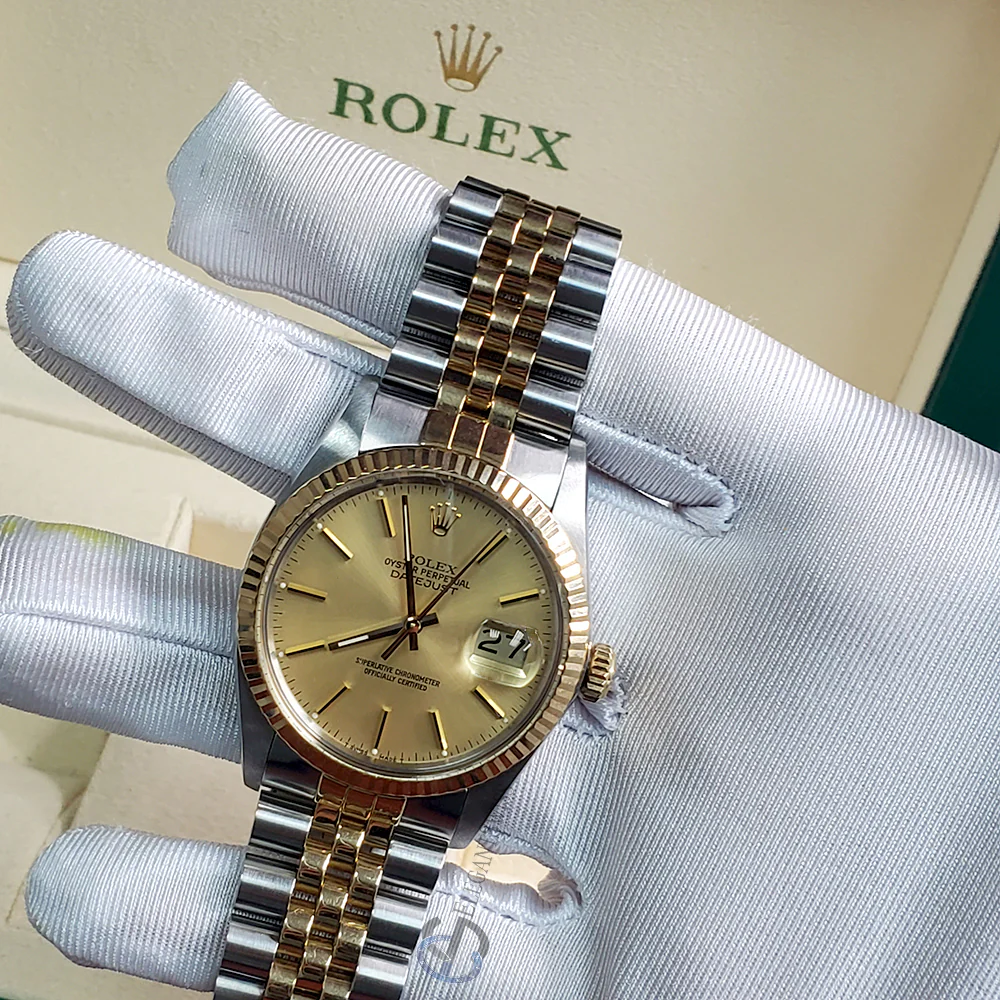 Rolex Datejust 36mm Champagne Dial Yellow Gold/Steel Watch 16013 - Image 2