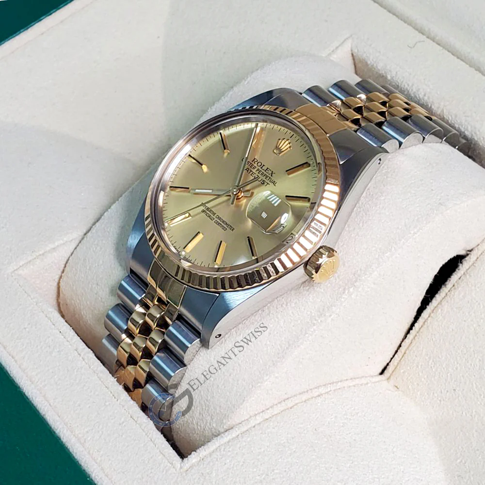 Rolex Datejust 36mm Champagne Dial Yellow Gold/Steel Watch 16013 - Image 3