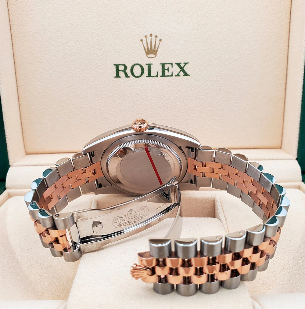 Rolex Datejust 36mm Factory Jubilee Black Diamond Dial 2-Tone Rose Gold/Steel Jubilee Watch 116231 - Image 6