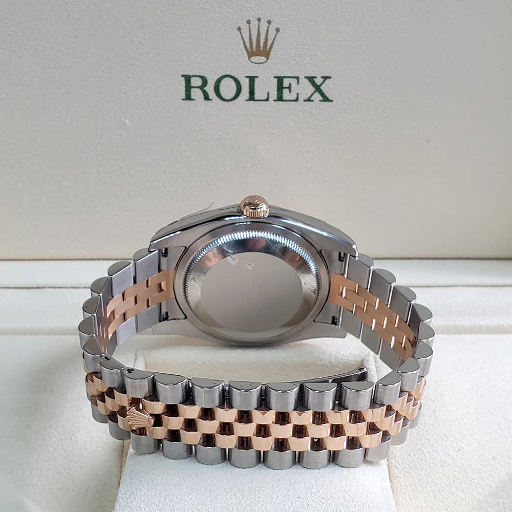 Rolex Datejust 36mm Factory Pink Roman Dial Two-Tone Rose Gold/Steel Jubilee Watch 116231 Box Papers - Image 4
