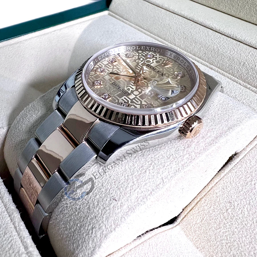 Rolex Datejust 36mm Factory Rose Jubilee Diamond Dial Rose Gold/Steel Oyster Watch 116231