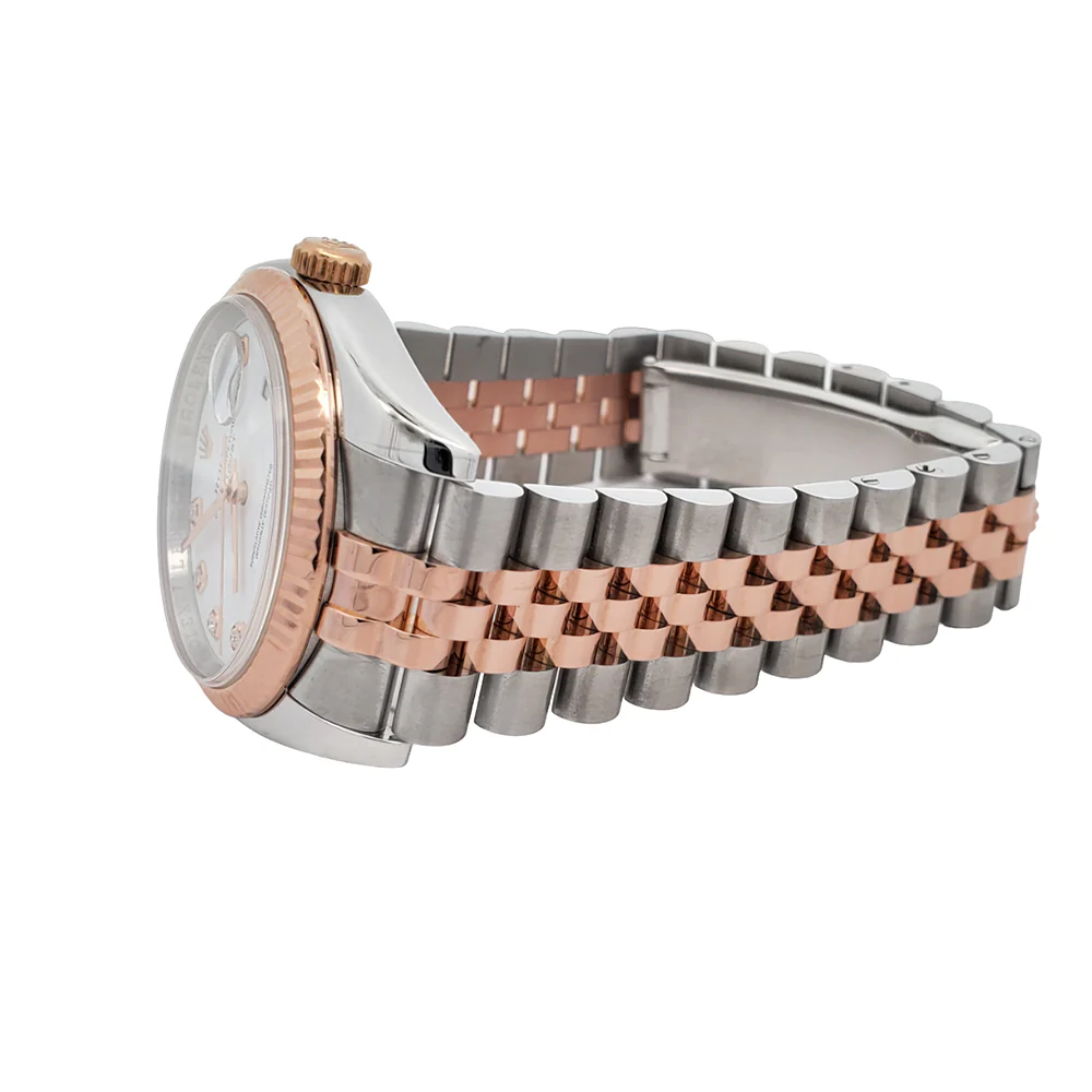 Rolex Datejust 36mm Factory White Diamond Dial 2-Tone Rose Gold/Steel Jubilee 116231G Watch - Image 4