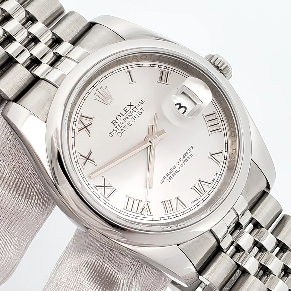 Rolex Datejust 36mm Gray Roman Dial Steel Jubilee Watch 116200 Box Papers - Image 2