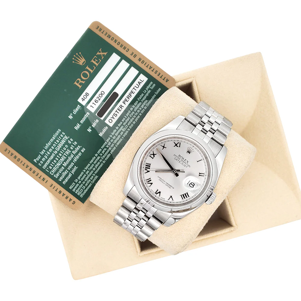 Rolex Datejust 36mm Gray Roman Dial Steel Jubilee Watch 116200 Box Papers - Image 5