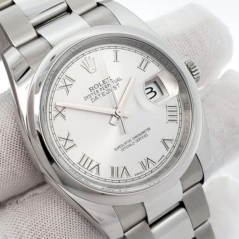 Rolex Datejust 36mm Gray Roman Steel Oyster Watch 116200 Box Papers - Image 3