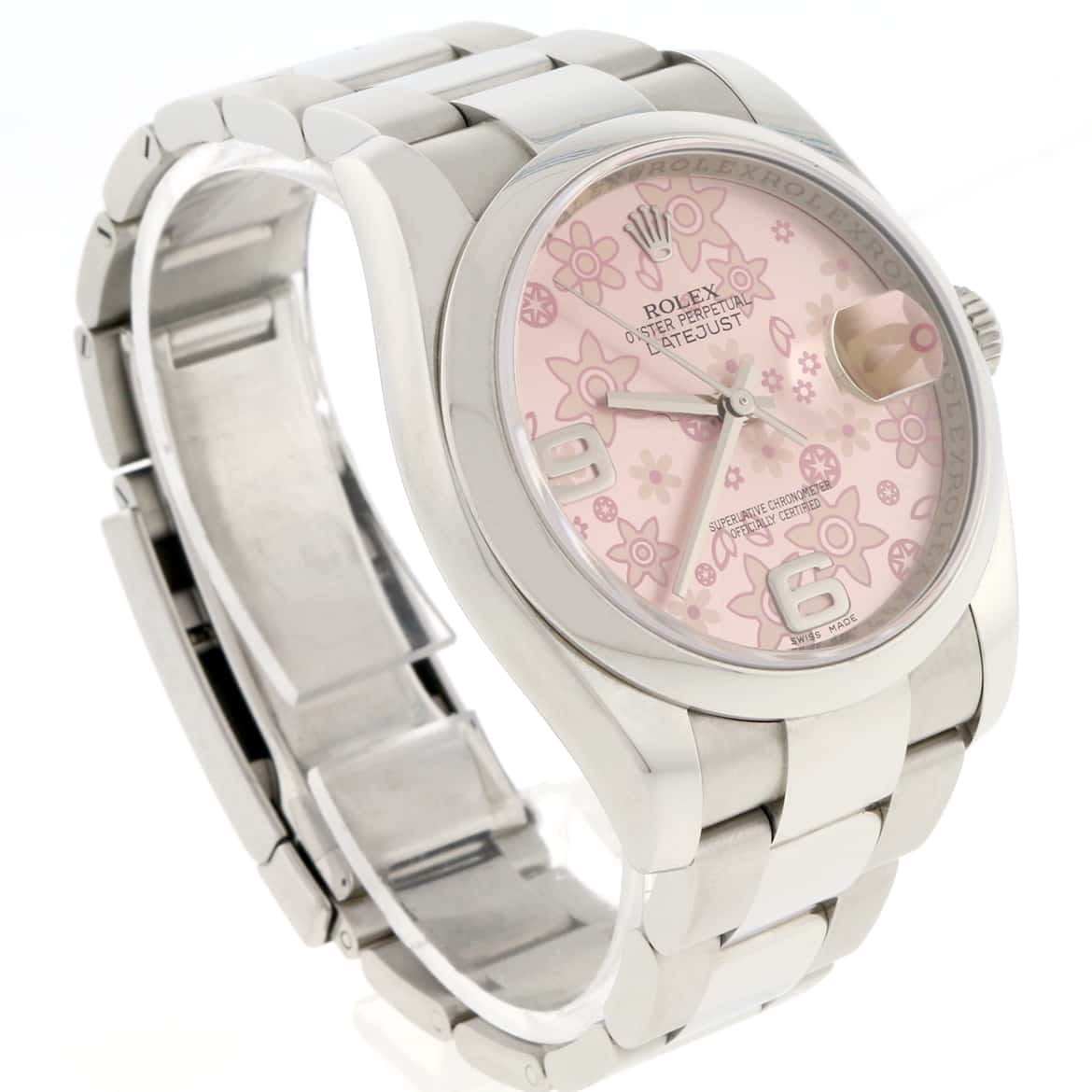 Rolex Datejust 36MM Original Pink Floral Dial Automatic Stainless Steel Oyster Womens Watch 116200 - Image 4