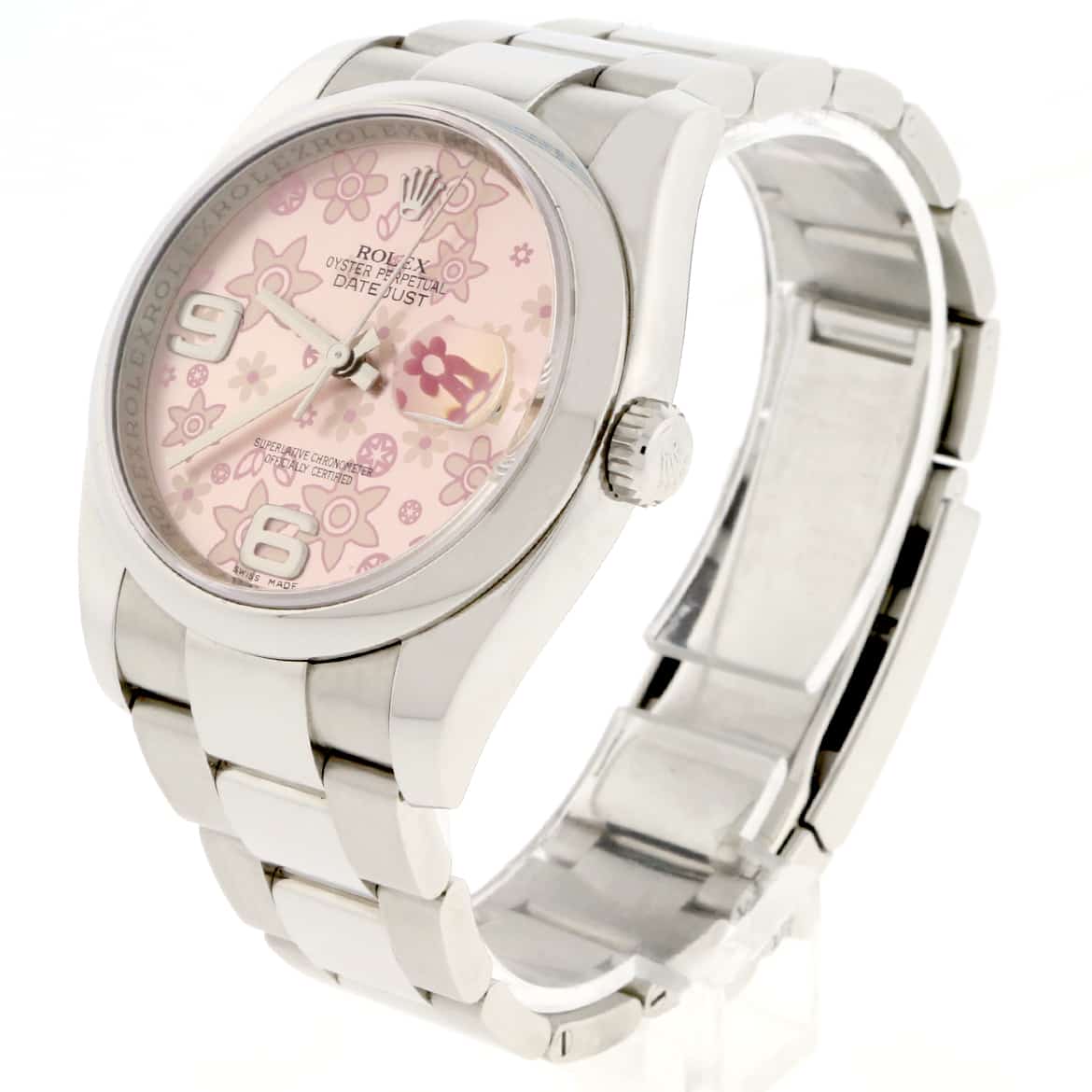 Rolex Datejust 36MM Original Pink Floral Dial Automatic Stainless Steel Oyster Womens Watch 116200 - Image 5