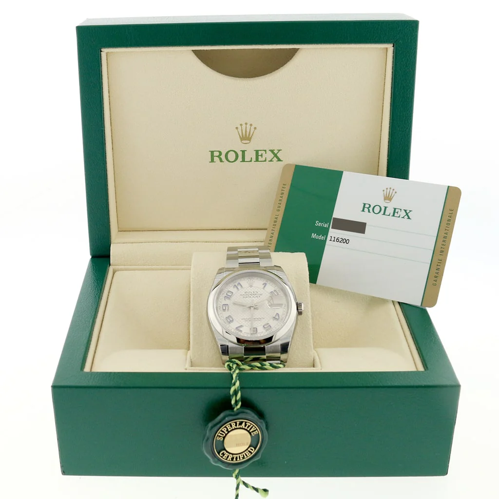 Rolex Datejust 36MM Original Silver Deco Dial Stainless Steel Automatic Mens Oyster Watch 116200 - Image 3