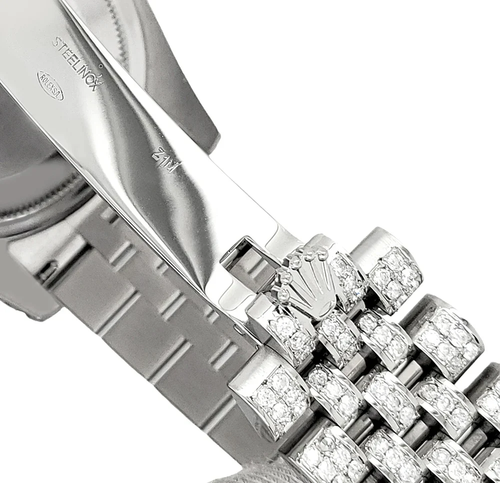 Rolex Datejust 36mm Pave 10.2ct Iced Diamond Salmon Roman Dial Jubilee Watch 116200 Box Papers - Image 6