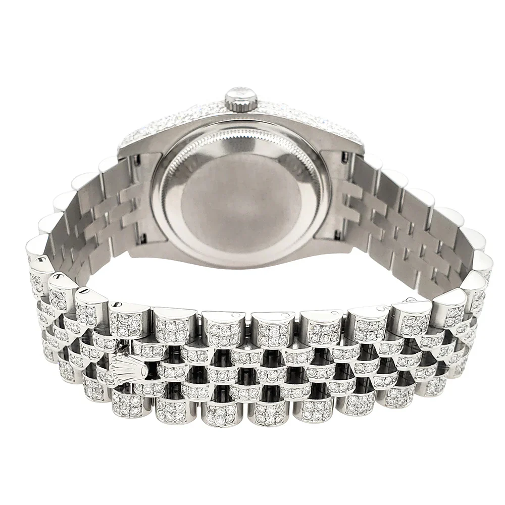 Rolex Datejust 36mm Pave 10.2ct Iced Diamond Silver Decorated Blue Arabic Dial Jubilee Watch 116200 Box Papers - Image 7