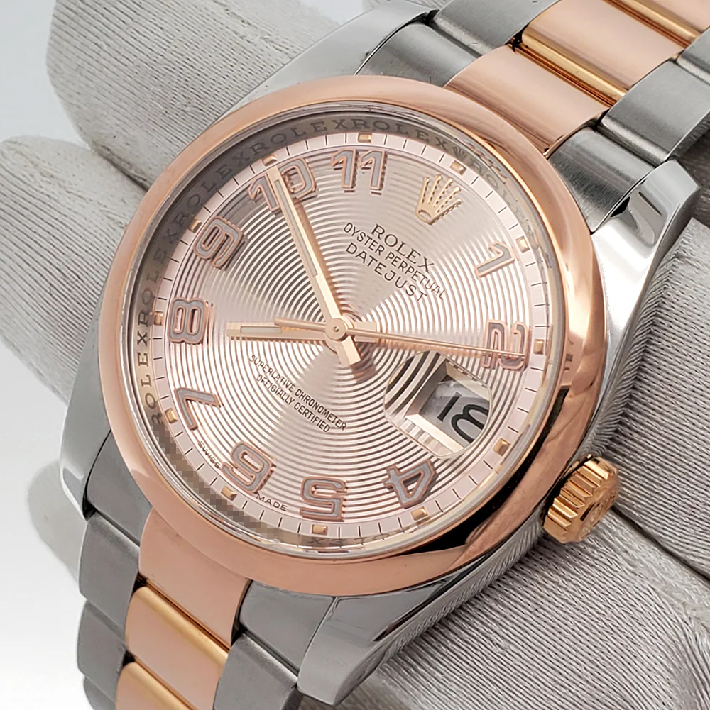 Rolex Datejust 36mm Pink Concentric Dial 2-tone Rose Gold/Steel Oyster Watch 116201 Box Papers - Image 2