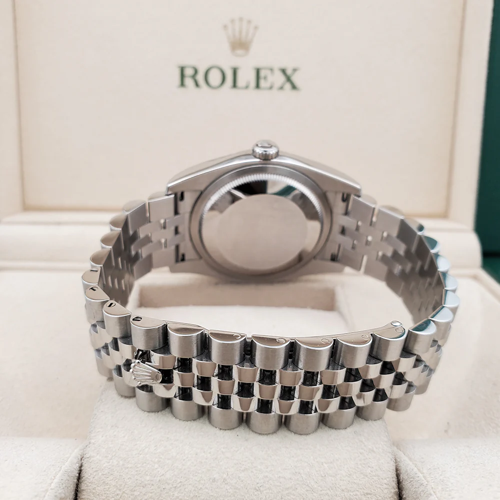 Rolex Datejust 36mm Pink Floral Motif Dial White Gold Fluted Bezel Steel Jubilee Watch 116234 Box Papers - Image 5