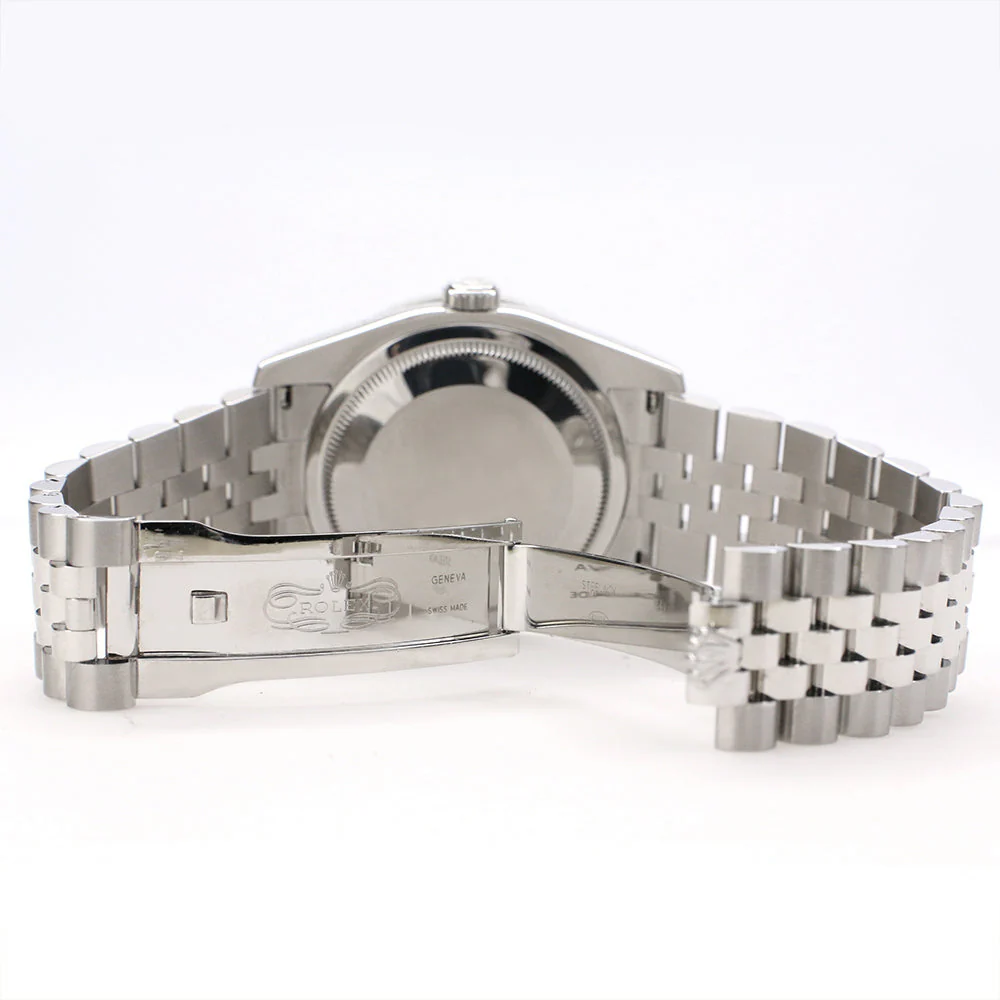 Rolex Datejust 36mm Rhodium Floral Dial Steel Jubilee Watch with 1.85ct Custom Diamond Bezel 116200 - Image 6