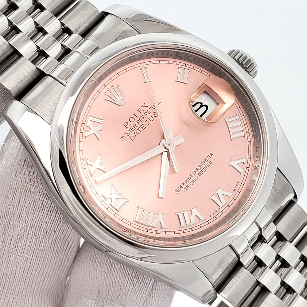 Rolex Datejust 36mm Salmon Roman Steel Jubilee Watch 116200 - Image 2