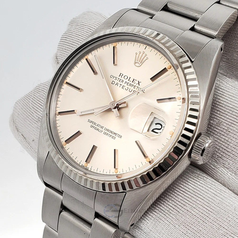Rolex Datejust 36mm Silver Dial Acrylic Crystal Stainless Steel Oyster Watch 16014